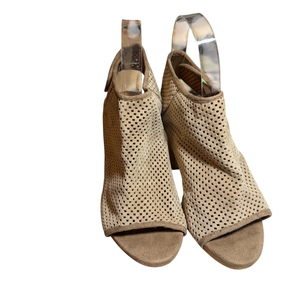 Jeffrey Campbell Ibiza Last Heels Tan Bootie Perforated Open Toe Size 7‎